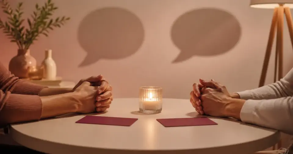 Duas pessoas conversando com respeito sobre limites e curiosidades de BDSM