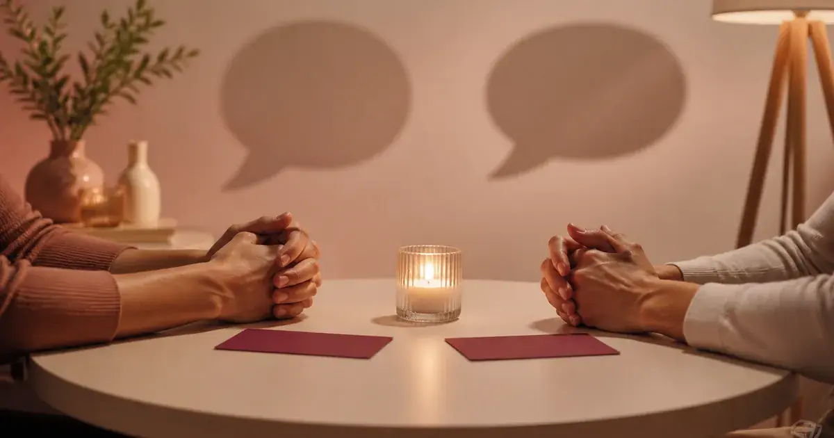 Duas pessoas conversando sobre limites e cuidados antes de explorar BDSM