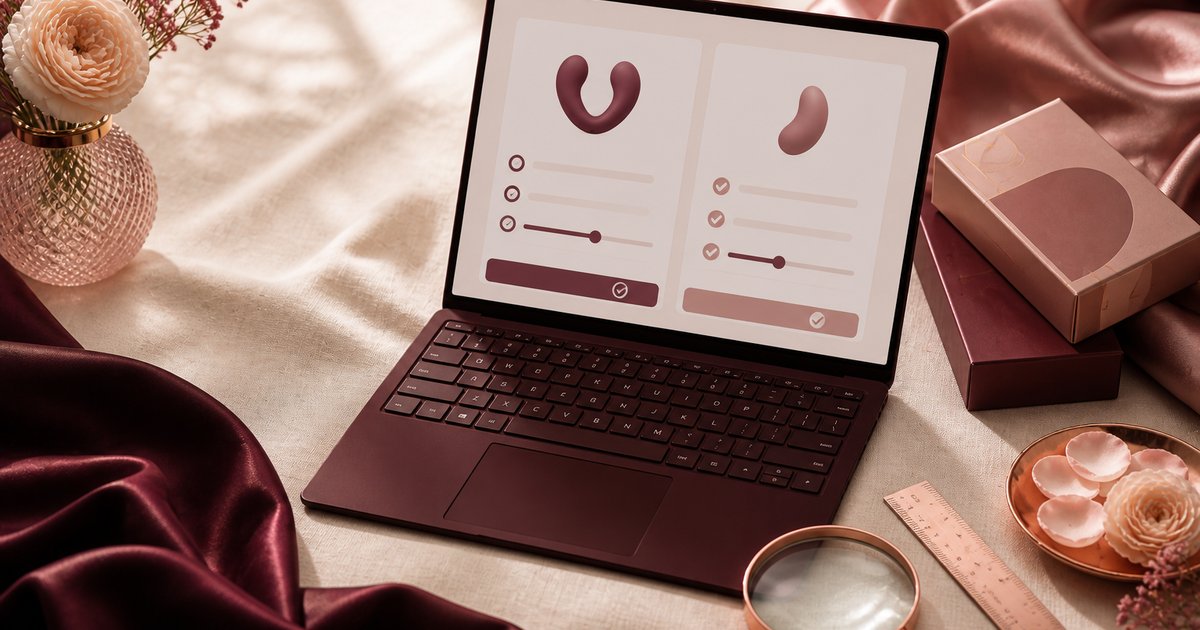 Pessoa usando uma tabela para comparar produtos íntimos em uma loja online